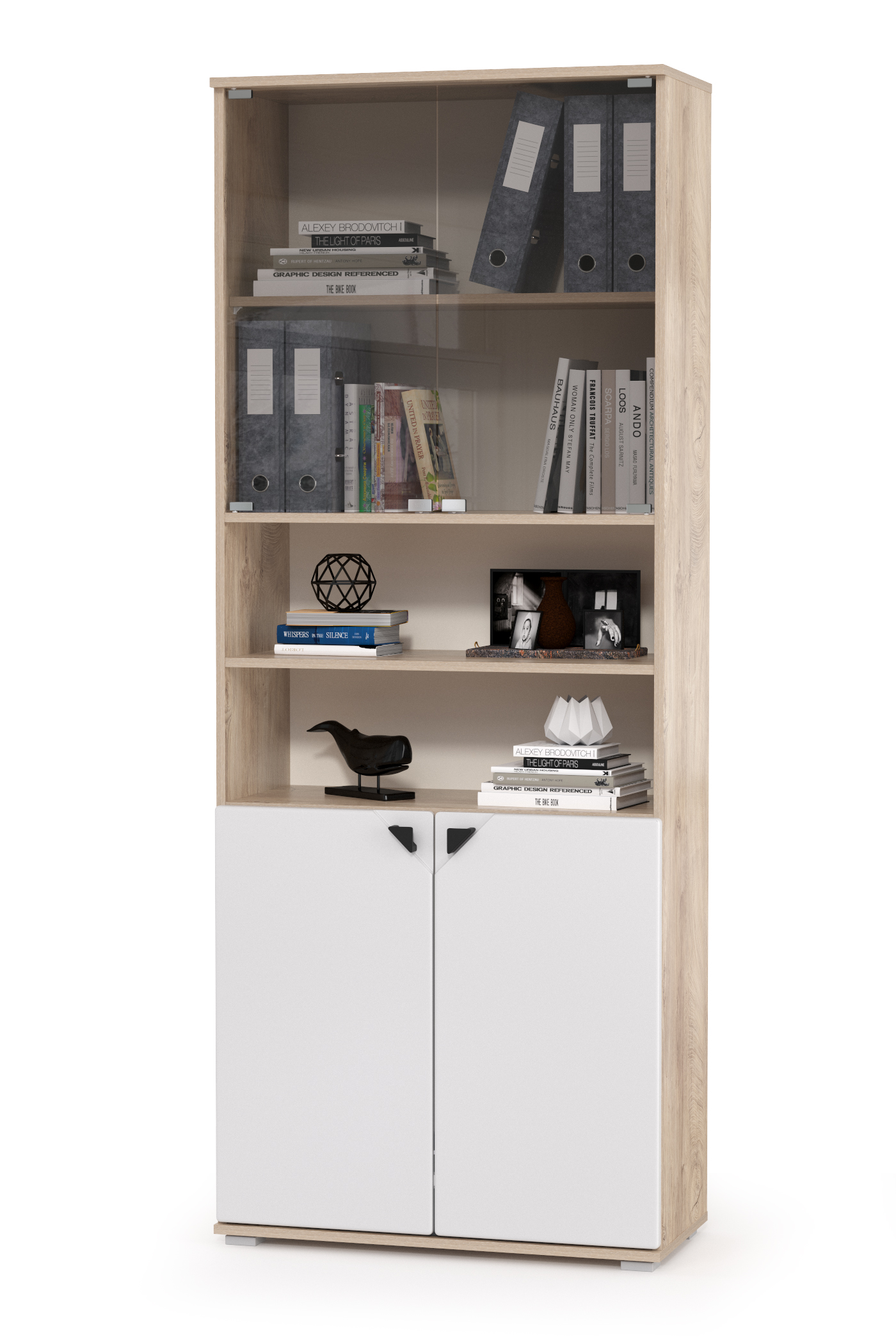 Бостон № 25, цвет дуб эндгрейн элегантный/фасады МДФ милк рикамо софт, 13.156+12.69+10.51, ШхГхВ 192х57,2х194,4 см., универсальная сборка